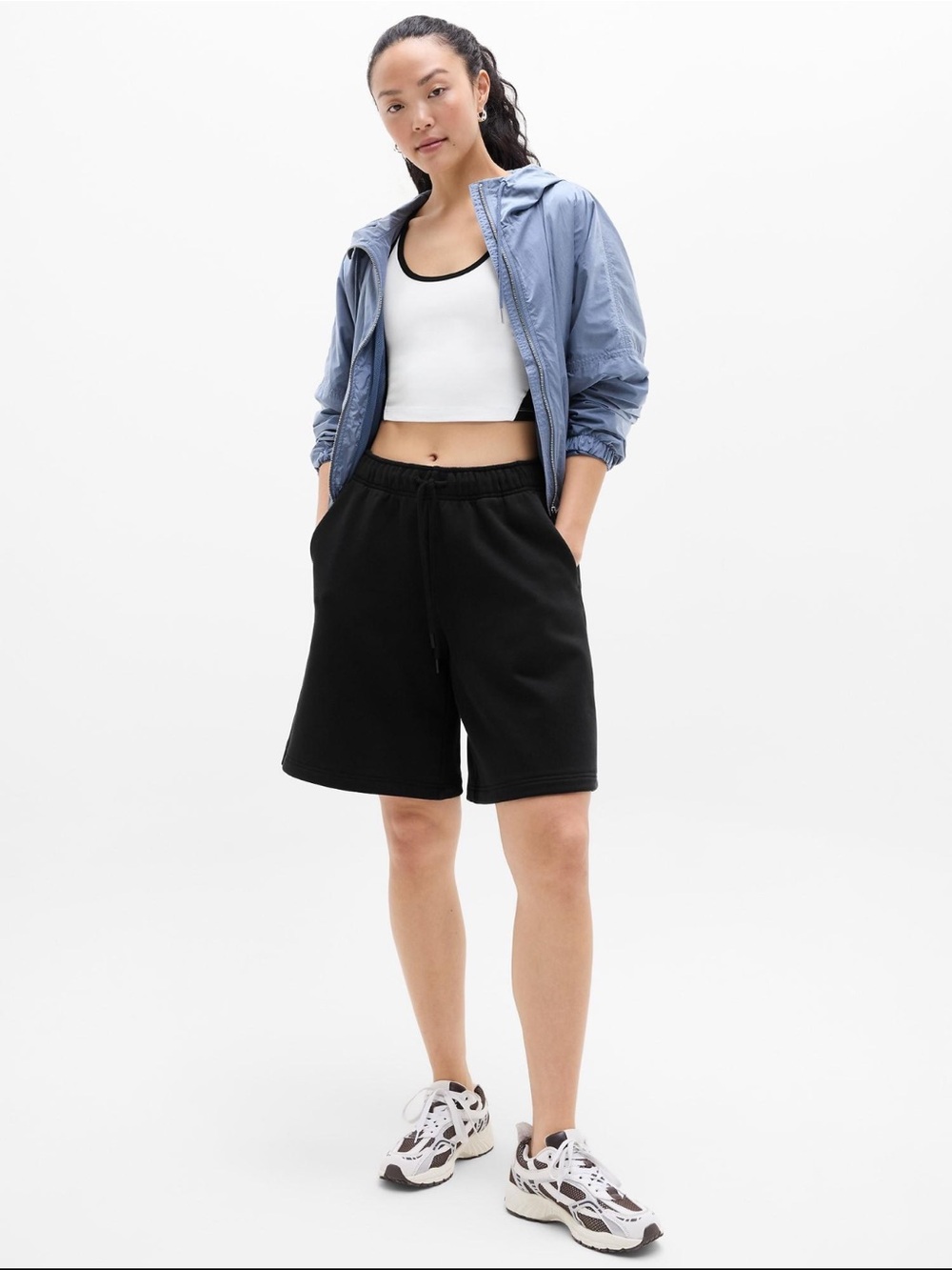 ATHLETA Heavyweight Terry Bermuda Black Drawstring Short Pockets Mid Rise 2026 S